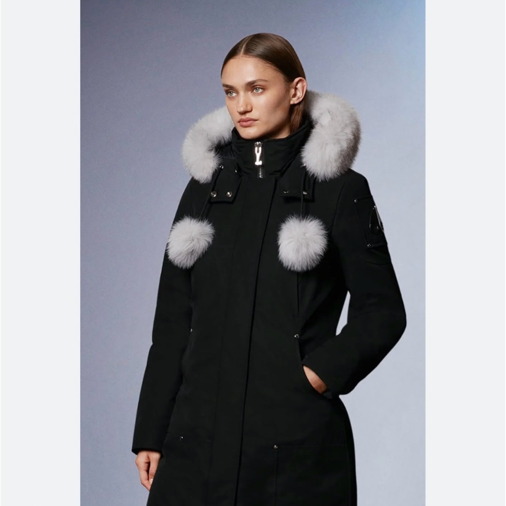 Moose Knuckles Stirling parka Black Jacket with Fur Trim